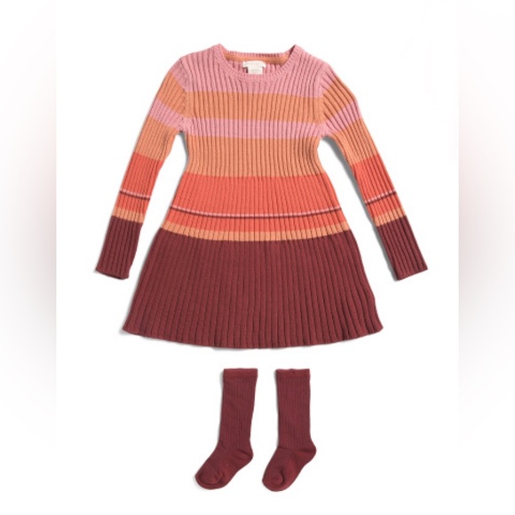 Cynthia Rowley Girls XS 4/4T Long-Sleeve Sweater Dress w/Matching Socks - NWT! - Picture 1 of 9